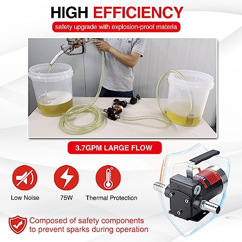 TOPWAY 12V DC Gasoline Fuel Pump Kit, Self-priming Oil Transfer Pump with Handle, Reversible Pumping, Overheat Protection, Explosion-Proof, Oil Hose, Nozzle for Gasoline Fuel Diesel Kerosene Removal - Image 4
