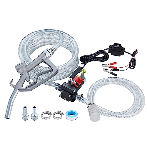 TOPWAY 12V DC Gasoline Fuel Pump Kit, Self-priming Oil Transfer Pump with Handle, Reversible Pumping, Overheat Protection, Explosion-Proof, Oil Hose, Nozzle for Gasoline Fuel Diesel Kerosene Removal - Image 1