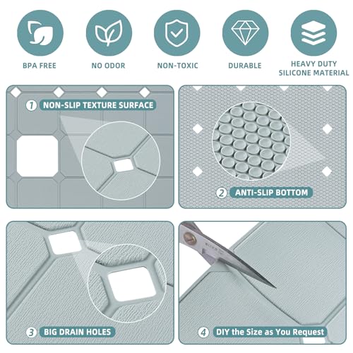 MeimeiDe Shower Mat Non Slip Silicone Soft Odorless Bathtub Mat Non Slip No Suction Cups for Refinished,Reglazed and Textured Bath Tub Mat 24 X 24 Inch Grey - Image 4