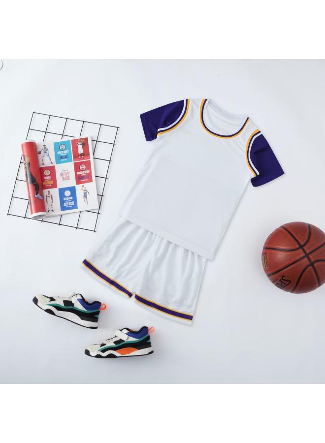 Children's Wear Fake Two-piece Children's Basketball Suit Short-sleeved Jersey Women's Primary School Children's Performance Suit Basketball Jersey Boys