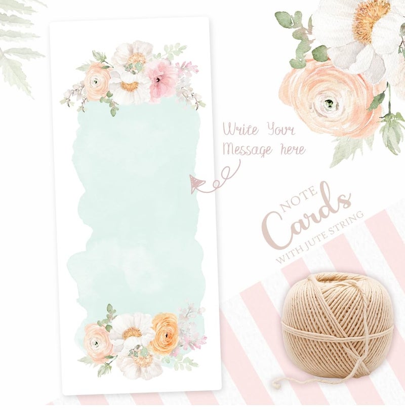 Chic a Choc 150 Note Card Gift Tags. Blank Tags To Write Your Own Message. Slim Tags With Jute String For Attaching To Gift Box,Cake Box For All Occasion.,150 Labels - Image 3