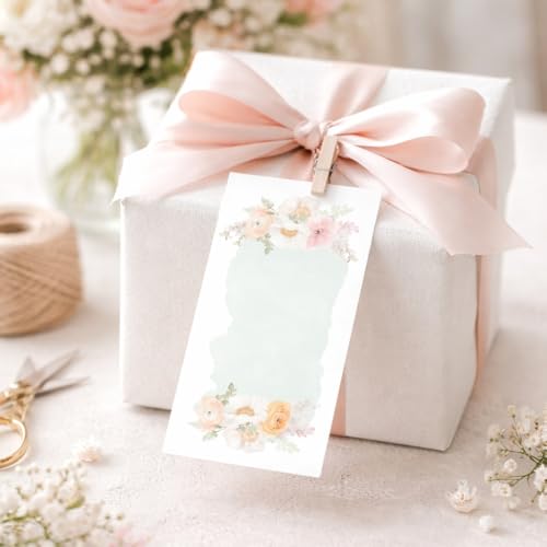 Chic a Choc 150 Note Card Gift Tags. Blank Tags To Write Your Own Message. Slim Tags With Jute String For Attaching To Gift Box,Cake Box For All Occasion.,150 Labels - Image 5