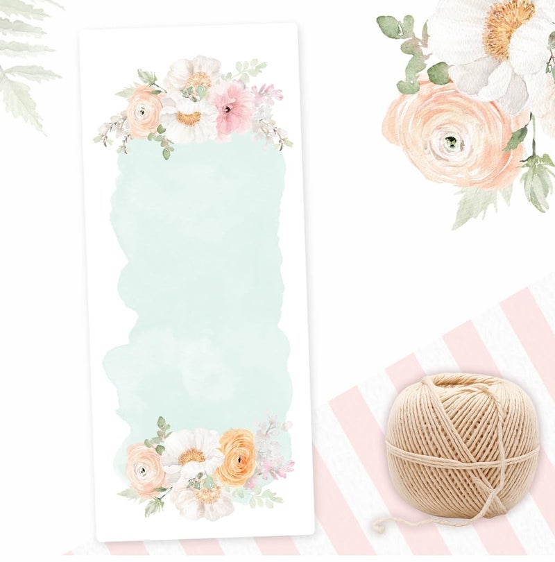 Chic a Choc 150 Note Card Gift Tags. Blank Tags To Write Your Own Message. Slim Tags With Jute String For Attaching To Gift Box,Cake Box For All Occasion.,150 Labels - Image 1