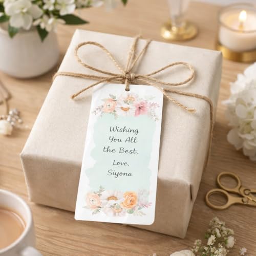 Chic a Choc 150 Note Card Gift Tags. Blank Tags To Write Your Own Message. Slim Tags With Jute String For Attaching To Gift Box,Cake Box For All Occasion.,150 Labels - Image 2