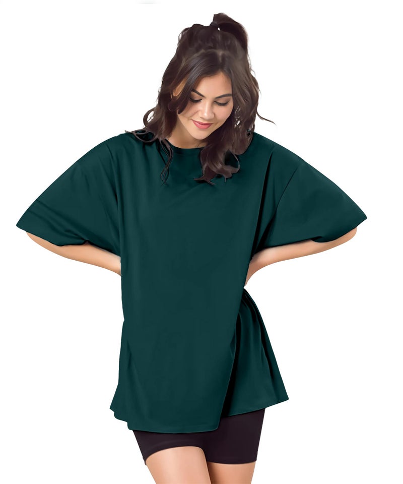 SHODOX® Bio-Washed Anti Bacterial 100% Pure Cotton Women’s Oversized Solid T-Shirt | Cozy Soft, Less Wrinkles Loose Fit, Drop Shoulder, Korean Baggy Style Tees for Girls - Image 5