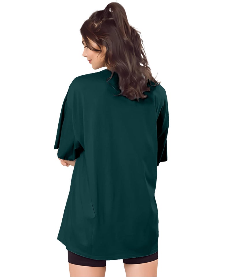 SHODOX® Bio-Washed Anti Bacterial 100% Pure Cotton Women’s Oversized Solid T-Shirt | Cozy Soft, Less Wrinkles Loose Fit, Drop Shoulder, Korean Baggy Style Tees for Girls - Image 2