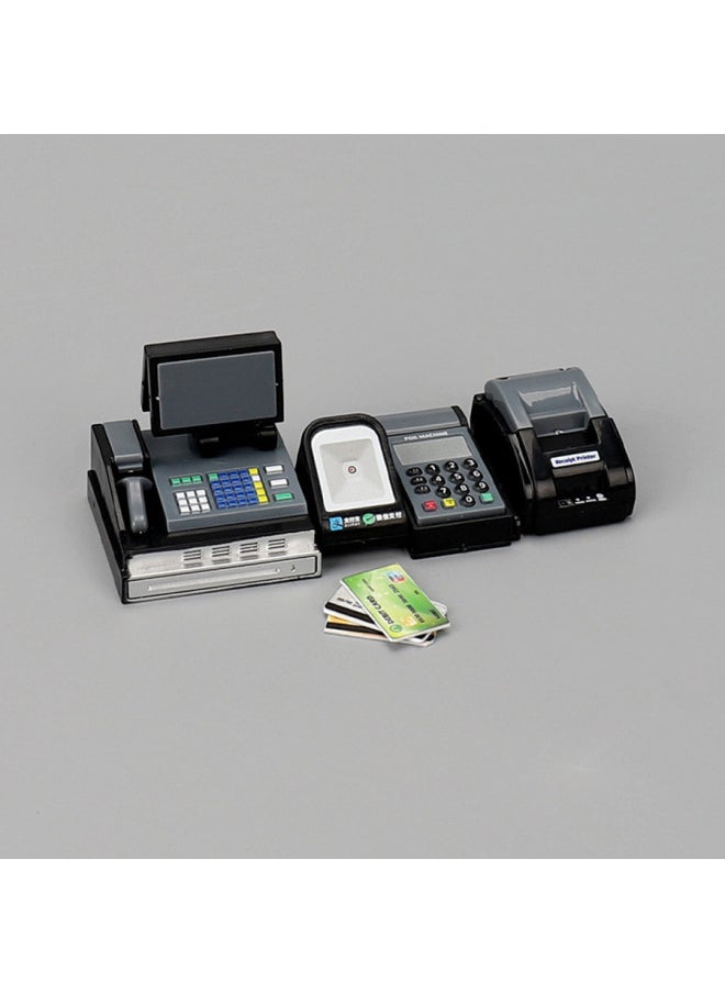 null - Doll House Miniature Mini Cash Register POS Machine Credit Card Machine Supermarket Scene Model Props Play House Toys-Color:Black Card Swipe Machine Set (you Need Diy Assembly By Yourself) - Image 1