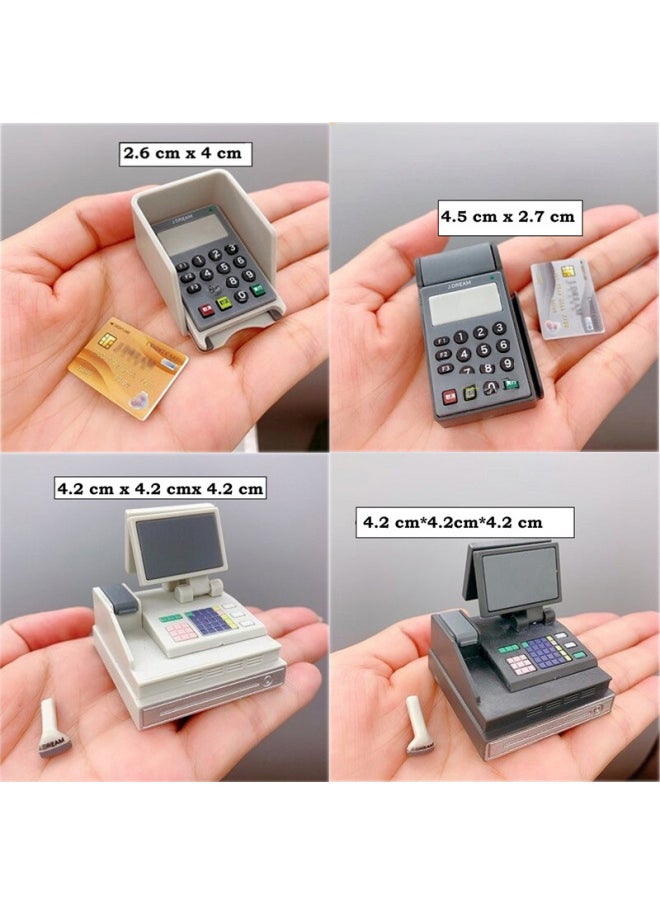 null - Doll House Miniature Mini Cash Register POS Machine Credit Card Machine Supermarket Scene Model Props Play House Toys-Color:Black Card Swipe Machine Set (you Need Diy Assembly By Yourself) - Image 1