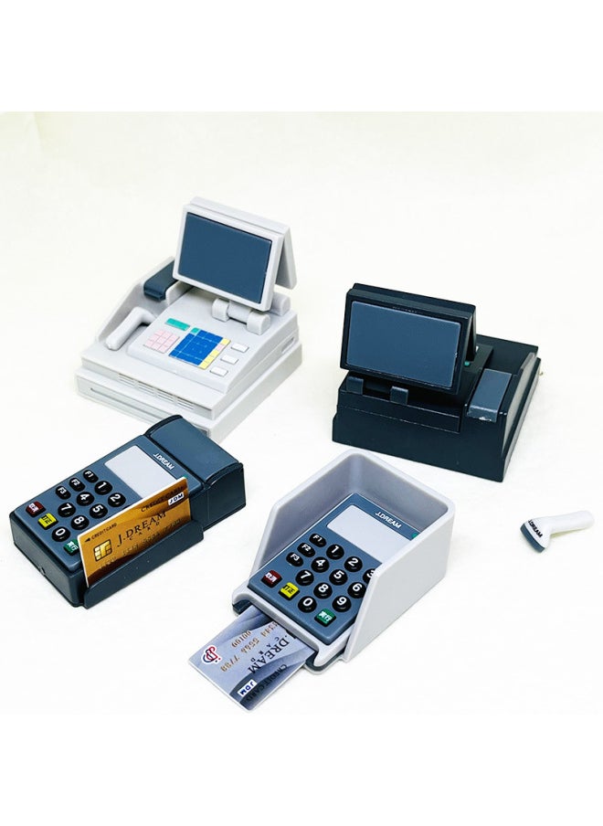 null - Doll House Miniature Mini Cash Register POS Machine Credit Card Machine Supermarket Scene Model Props Play House Toys-Color:Black Card Swipe Machine Set (you Need Diy Assembly By Yourself) - Image 1