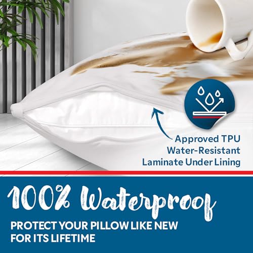 Guardmax Jersey Knitted Pillow Protector with Zipper Standard Size - 2 Pack -100% Waterproof, Bed Bug Proof, Dust Mite Proof, & Hypoallergenic Pillow Covers - Premium Zippered Pillow Cases. (20 X 26) - Image 3