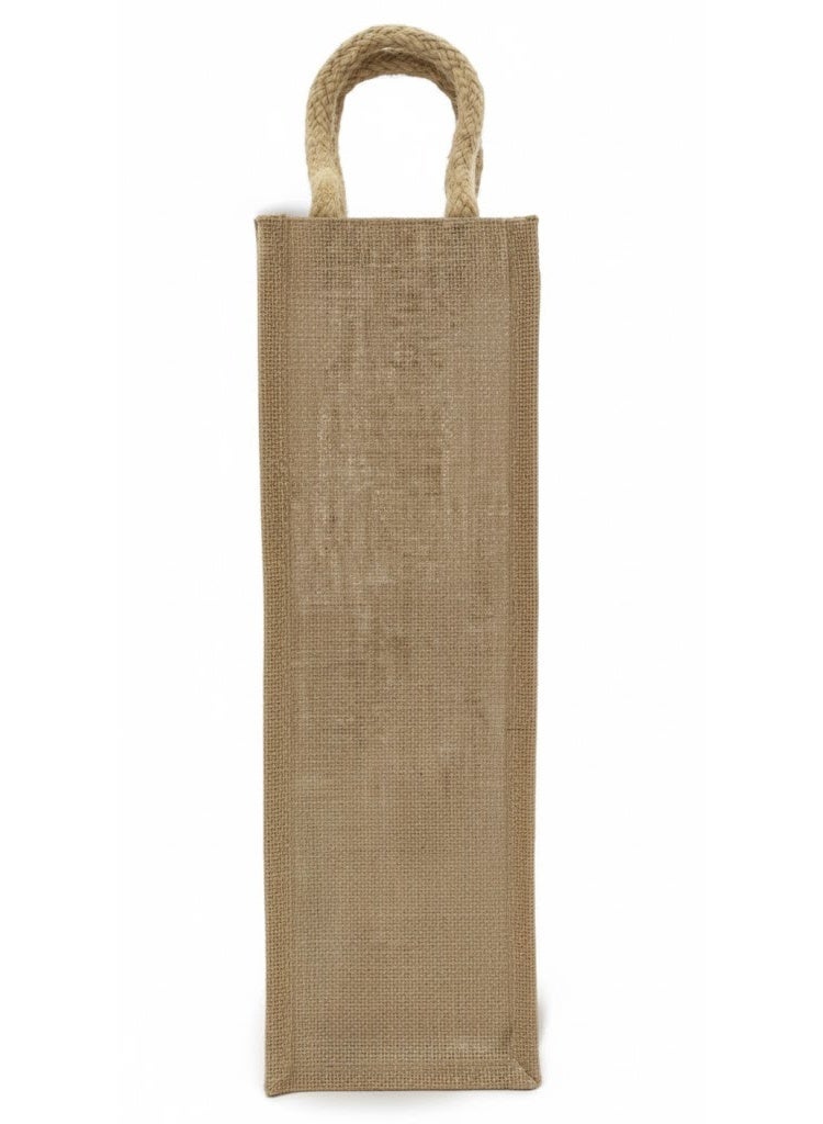 12 PIECES - Natural Wine Jute (TOTE) Bottle Bag with/without Button Closure, Woven Handles, Beige (Without Button) 10 X 35 X 10 - Image 1