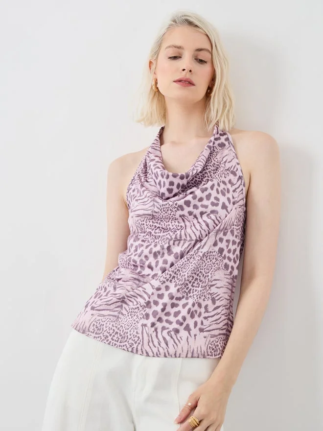 Take Two Take Two Printed Halter Neck Sleeveless Top