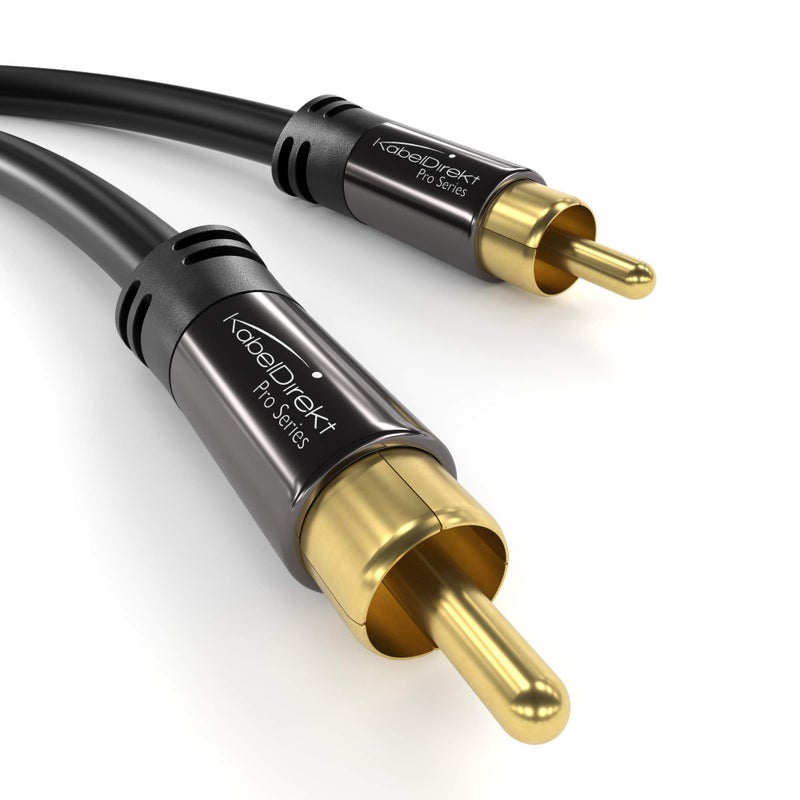 KabelDirekt â€“ 10ft Long â€“ RCA/Phono subwoofer Lead Cable, 1 to 1 RCA/Phono, Audio/Digital/Video (Coax, Male/Male Plugs, for amps/Hi-Fis, Audio Signals/Composite Video, 75 ohm, Black) - Image 2