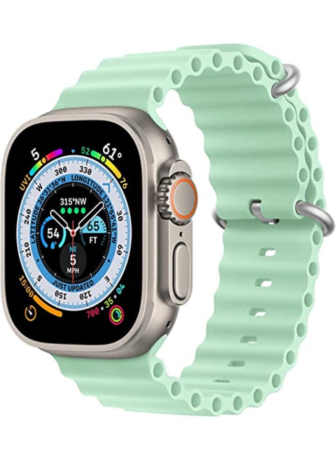SHOPI - Newest Silicone Ocean Watch Band For Apple Watch Series 8 7 6 5 4 3 2 1 SE Compatible With Apple Watch Band 42mm 44mm 45mm 49mm Replacement Women Mens, Sport  slides Strap for iWatch Ultra - Image 1