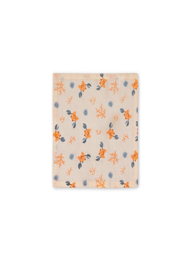 VAYA LY'L-Sun Baby Burp Cloth & Wash Cloth, Newborn Baby Essentials, Ultra-Soft & Quick Absorbent, 100% Cotton, Gentle on Baby’s Skin, Multipurpose Baby Towel for Newborn Babies, Color - Happy Crab - Image 2