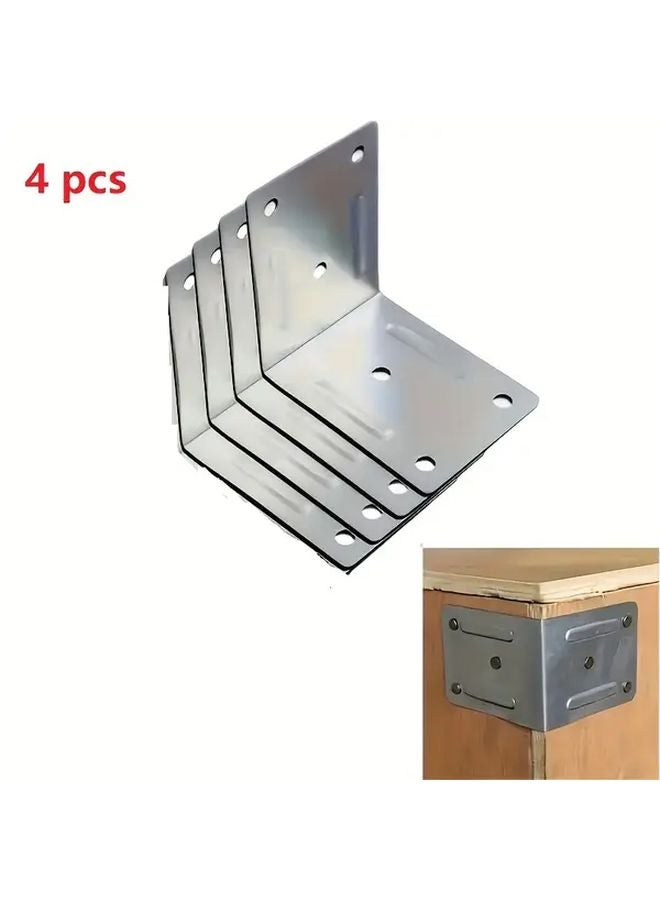 4 Pcs Galvanized Steel L Shaped Shelf Brackets Rust Proof Pre Drilled Furniture Support - Image 1