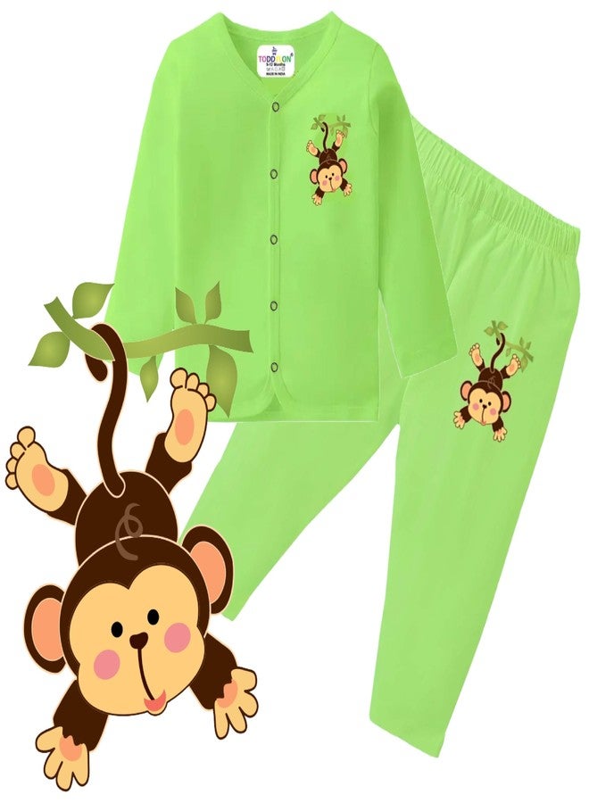 Toddylon Baby's Boy's Girl's Cotton Jhabla T-Shirt with Pyjama Full Sleeves Front Open Shirts & Pant Sets New Born Infant Clothes (3Pcs, 9-12 M) - Image 4
