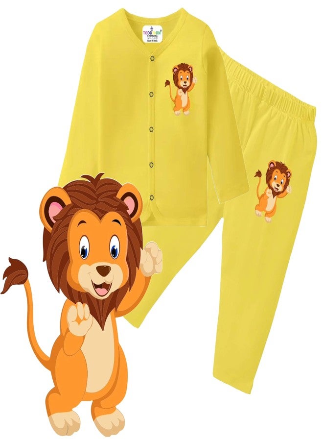 Toddylon Baby's Boy's Girl's Cotton Jhabla T-Shirt with Pyjama Full Sleeves Front Open Shirts & Pant Sets New Born Infant Clothes (3Pcs, 9-12 M) - Image 3