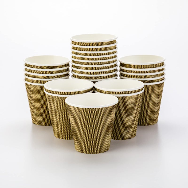Restaurantware 8 Ounce Disposable Coffee Cups 25 Spiral Wall Hot Cups For Coffee  Lids Sold Separately Double Wall Mocha Paper Insulated Coffee Cups Pin Check Design For Coffee Tea And More