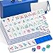 Soulchen 14 Inch Acrylic Blue American Mahjong Set 168 Blossom Numbered Tiles Tiles Bag and Portable Case Classic Complete Mahjong Set for Adult Collection Gift - Image 2