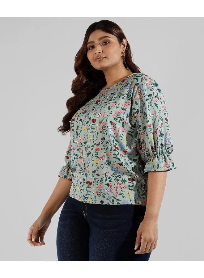 Instafab Plus Women Floral Design Casual Top