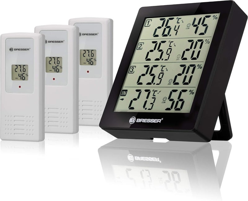 BRESSER Temperature Station Weather Station Temeo Quadro Thermometer/Hygrometer Universal design - Image 1