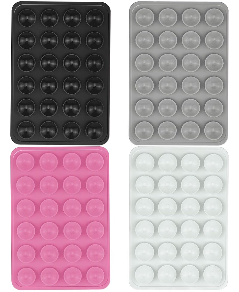 CERLINK Suction Phone Case Grip for Mobile Phone, Silicone Adhesive Sticker 24 Cup Strong Gripper Compatible with Mirror,Marble,Glass (Black,Pink,Grey,White) - Image 1