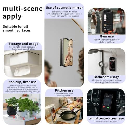 CERLINK Suction Phone Case Grip for Mobile Phone, Silicone Adhesive Sticker 24 Cup Strong Gripper Compatible with Mirror,Marble,Glass (Black,Pink,Grey,White) - Image 5