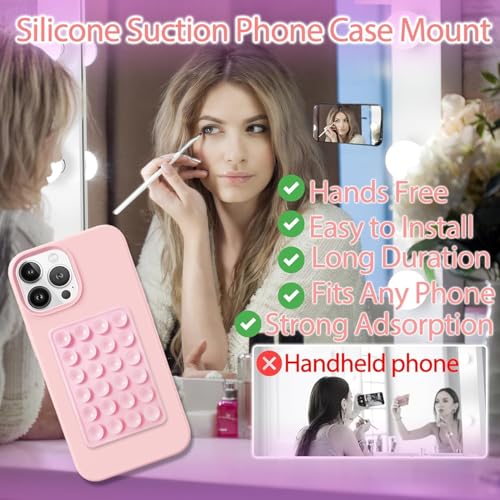 CERLINK Suction Phone Case Grip for Mobile Phone, Silicone Adhesive Sticker 24 Cup Strong Gripper Compatible with Mirror,Marble,Glass (Black,Pink,Grey,White) - Image 4