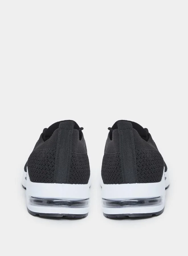 Styli Styli Men Black Elastic Lace Pull On Sneakers