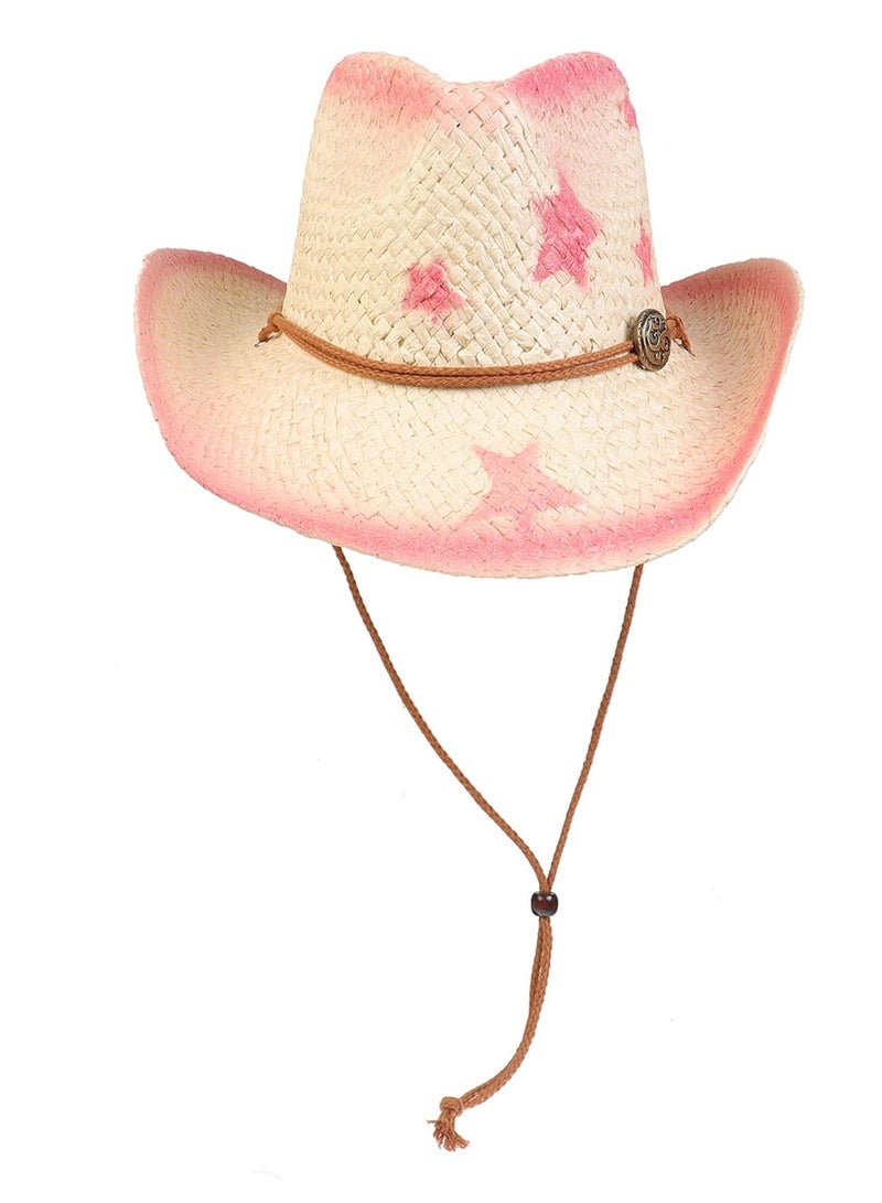 Woven Straw Cowboy Hat for Men and Women with Chin Strap UPF 50+ Wide Brim Foldable Trilby Cap - Image 2
