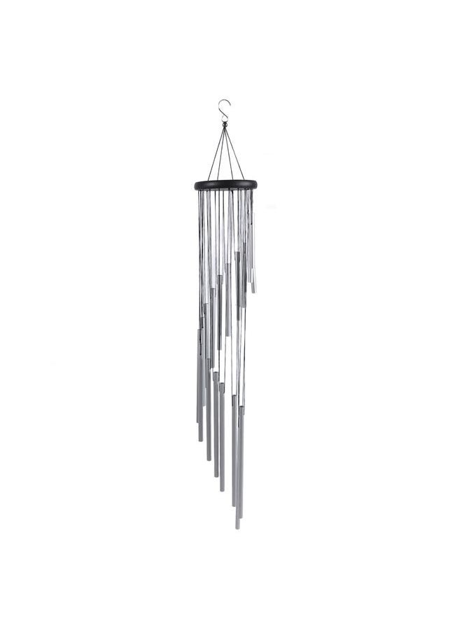35 Inch Wind Chimes 18 Aluminum Tubes Wind Chimes Decoration 360 Degree Rotating Hanging Wind Chimes for Indoors Outdoors Silver