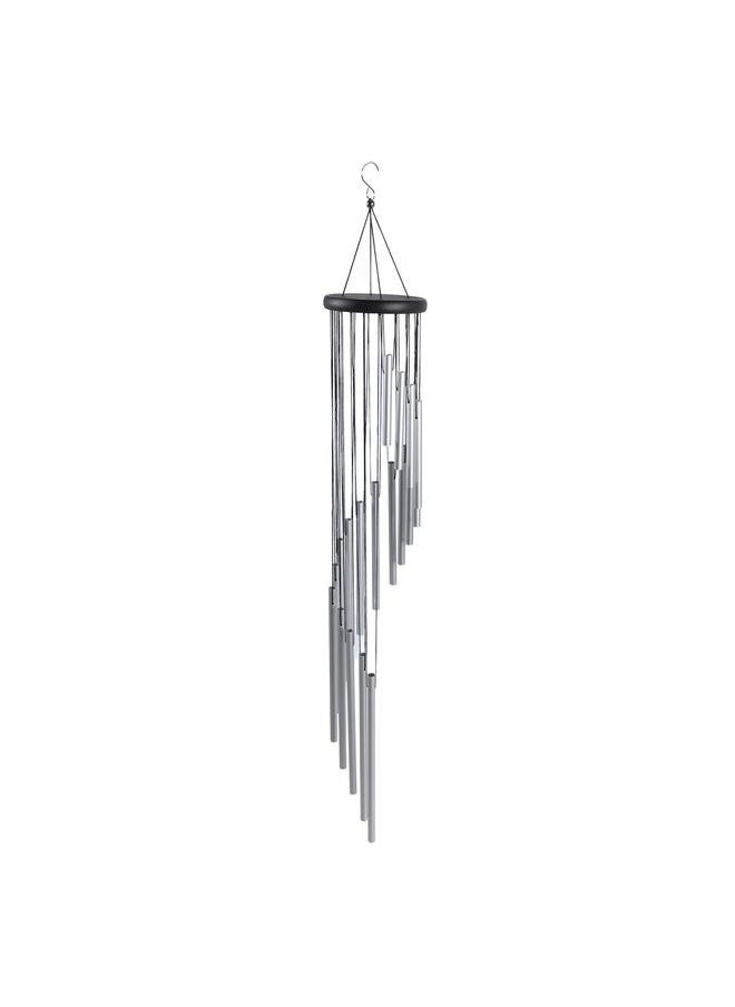 35 Inch Wind Chimes 18 Aluminum Tubes Wind Chimes Decoration 360 Degree Rotating Hanging Wind Chimes for Indoors Outdoors Silver