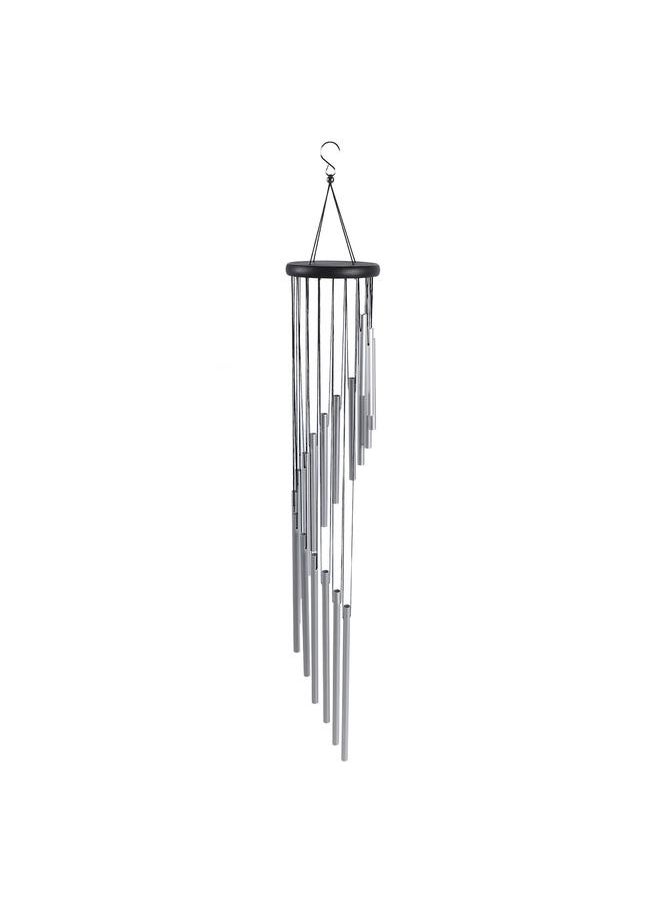 35 Inch Wind Chimes 18 Aluminum Tubes Wind Chimes Decoration 360 Degree Rotating Hanging Wind Chimes for Indoors Outdoors Silver