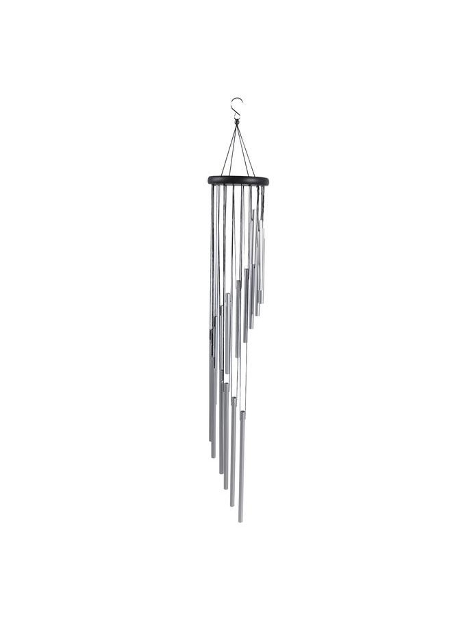 35 Inch Wind Chimes 18 Aluminum Tubes Wind Chimes Decoration 360 Degree Rotating Hanging Wind Chimes for Indoors Outdoors Silver
