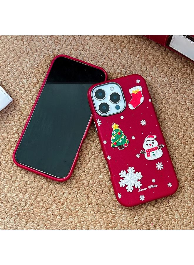 اس-توب جراب لهاتف iPhone 15 Plus من سلسلة عيد الميلاد، جراب هاتف هجين من الجلد TPU من البولي كربونات غير اللامع - Image 3