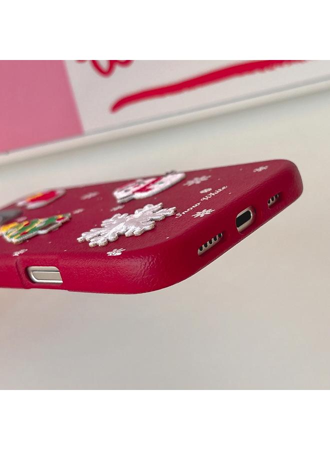 اس-توب جراب لهاتف iPhone 15 Plus من سلسلة عيد الميلاد، جراب هاتف هجين من الجلد TPU من البولي كربونات غير اللامع - Image 5