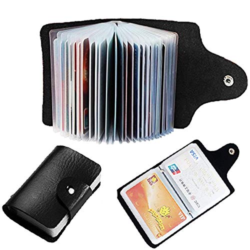 GreatDio® Pack of 2 Credit Card Holder/Business Cardholder/ATM Card/Visiting Card Holder/Debit Card Holder for Women Men- 12 Slot Holds Upto 24 Cards and Cheque Book Holder Combo (Black) - Image 4