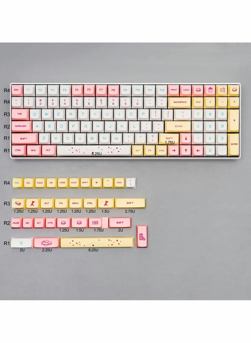 PBT Keycaps 131 Key XDA Profile DYE,SUB Macaron Theme Keycap for Mechanical Gaming Keyboard Compatible with Cherry MX Switch