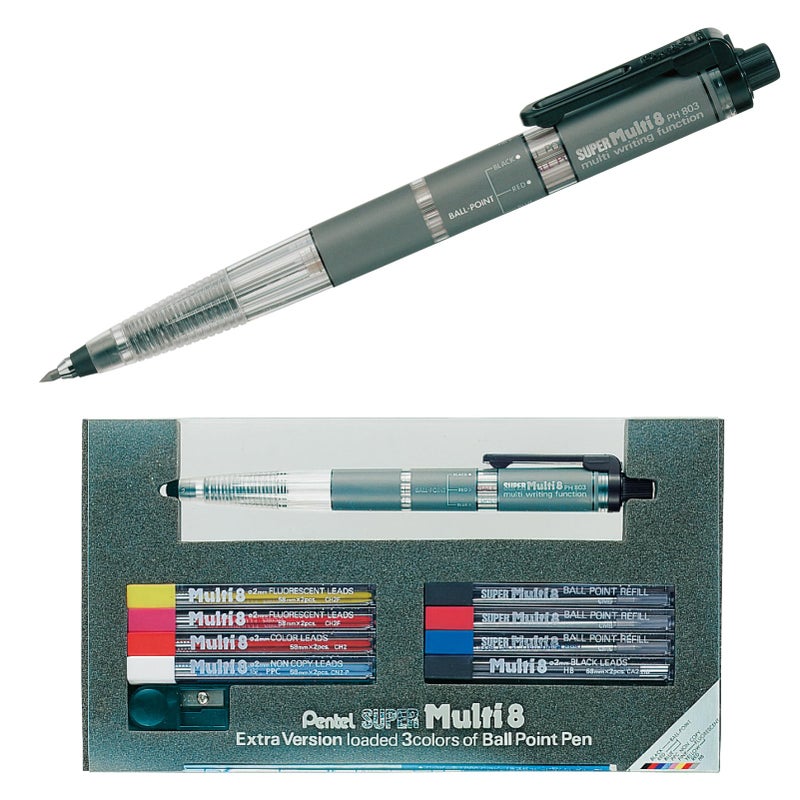 Pentel مجموعة أقلام رصاص ميكانيكية أوتوماتيكية بنتل سوبر ملتي 8 (PH803ST) - Image 1