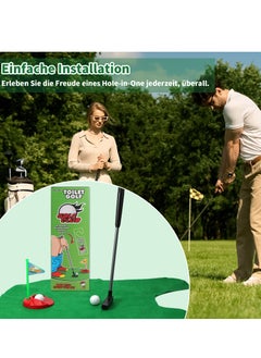 spa luxetique 1Set Bathroom Funny Golf Toilet Time Mini Game Play Putter Novelty Gag Gift Mat Men Toy  - Image 5