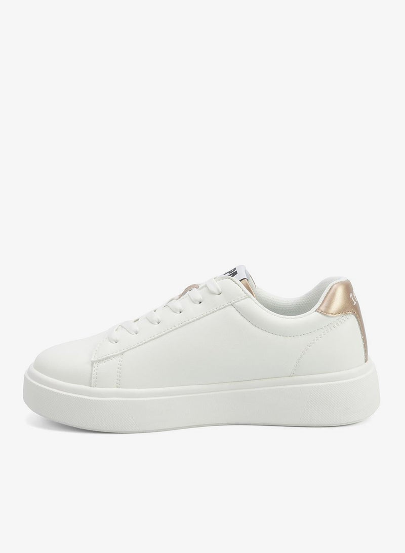 يو اس بولو اسن أحذية رياضية نسائية بيضاء منخفضة - تصميم أنيق برباط، مثالية للمناسبات الكاجوال - Image 2