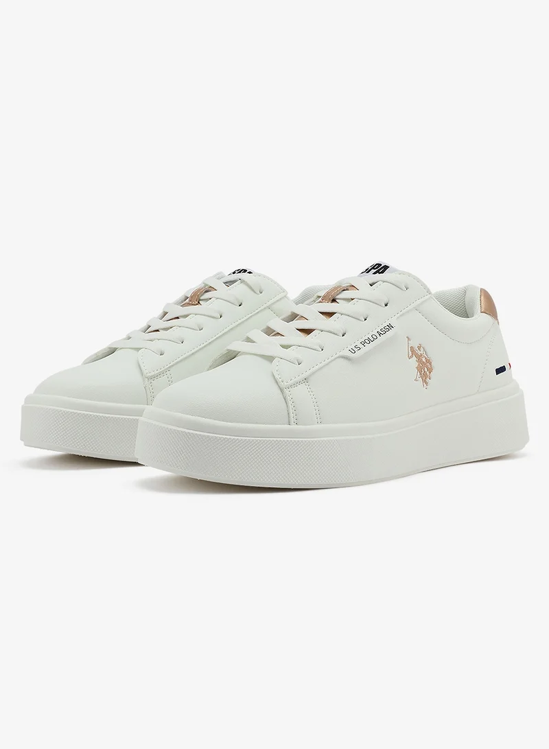 U.S. Polo Assn. white Women's White Low-Top Sneakers - Stylish Lace-Up Design Shoes, Perfect for Casual Outings for Women | Best Price UAE
