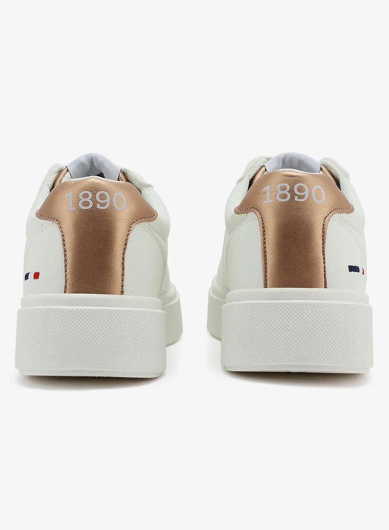 U.S. Polo Assn. white Women's White Low-Top Sneakers - Stylish Lace-Up Design Shoes, Perfect for Casual Outings for Women | Best Price UAE