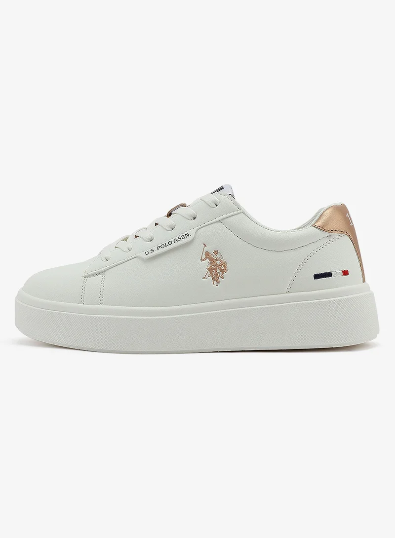 U.S. Polo Assn. white Women's White Low-Top Sneakers - Stylish Lace-Up Design Shoes, Perfect for Casual Outings for Women | Best Price UAE