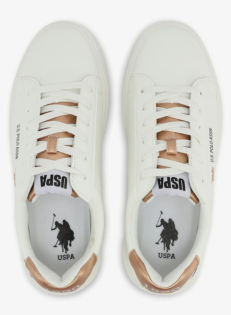 U.S. Polo Assn. white Women's White Low-Top Sneakers - Stylish Lace-Up Design Shoes, Perfect for Casual Outings for Women | Best Price UAE