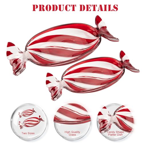 SHOWLOUE Christmas Platter Dish, Glass Candy Platter Serving Dessert Plates Christmas Dinnerware Tray Decorative Plates for Xmas Holiday Party Favor, Small - Image 3