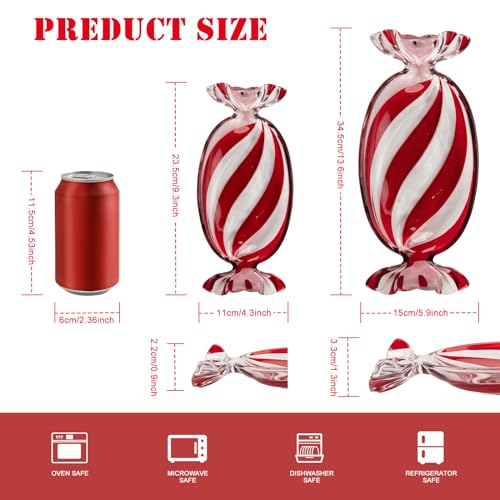 SHOWLOUE Christmas Platter Dish, Glass Candy Platter Serving Dessert Plates Christmas Dinnerware Tray Decorative Plates for Xmas Holiday Party Favor, Small - Image 2