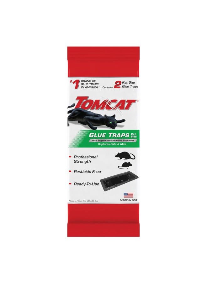 TOMCAT Rat Trap with Immediate Grip Glue for Rats, Mice, Snakes, Cockroaches, Spiders, and Scorpions, Ready-To-Use, 2 Traps - Image 1