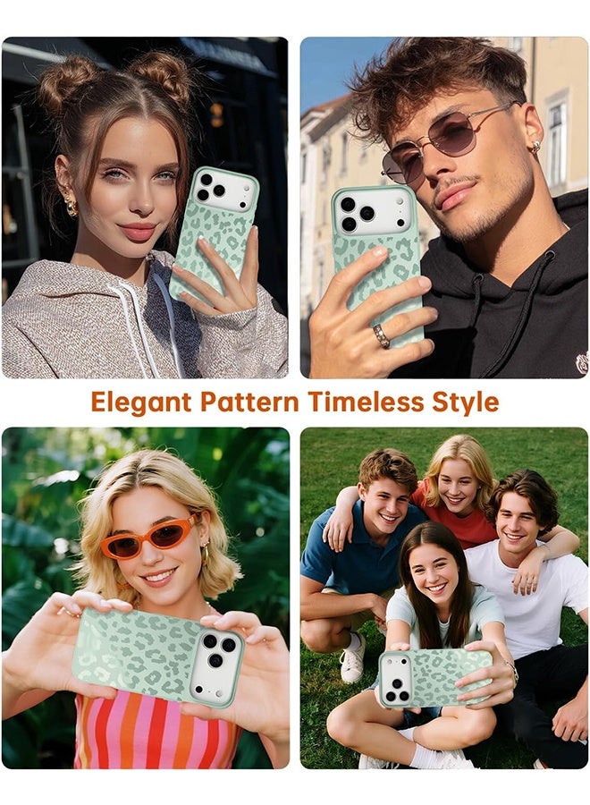 iPhone 17 Pro Max Case with Matte Fog Leopard Cheetah Print Design, Cute Magnetic Phone Cover for Women Girls, Blue Neutral Aesthetic, Slim Shockproof Bumper - Image 4